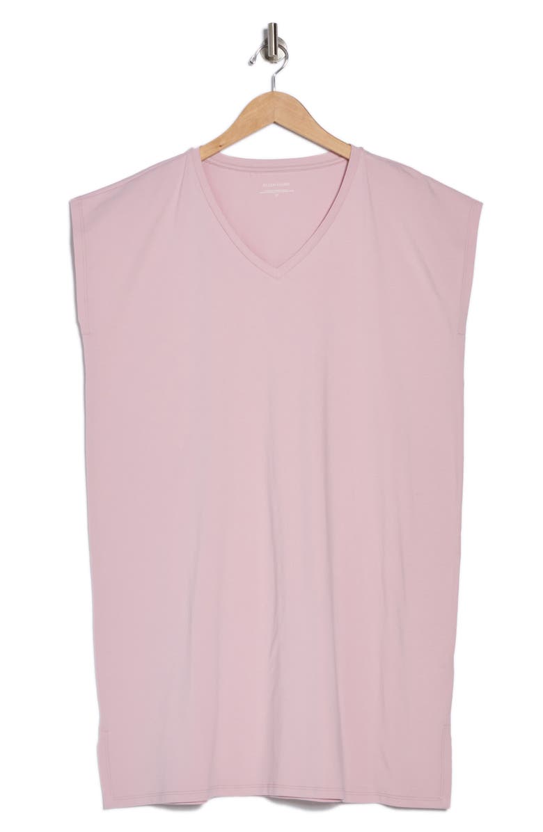 Eileen Fisher V-Neck Stretch Cotton Dress, Alternate, color, Light Plum