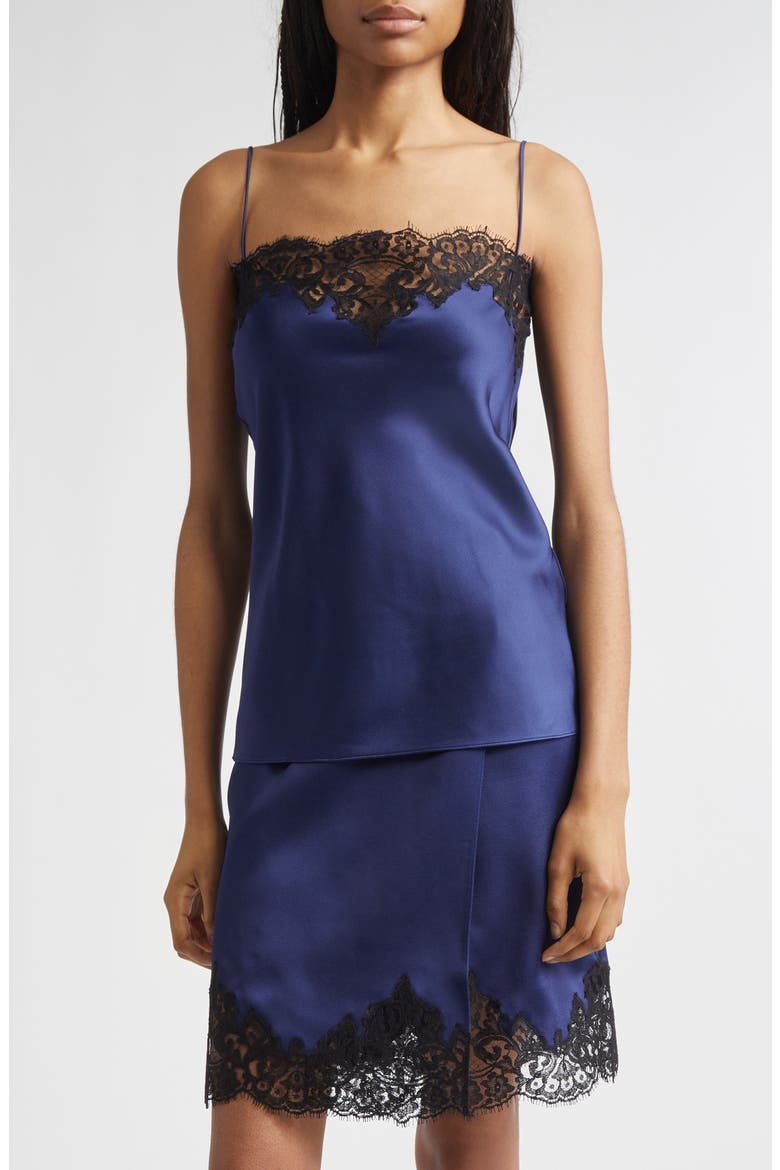 Iconic Lace Trim Satin Camisole, Main, color, NAVY