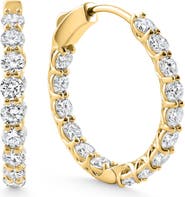 Bliss Diamond 3Ct Round Diamond Hoops 14k Gold 1" Tall Lab Grown