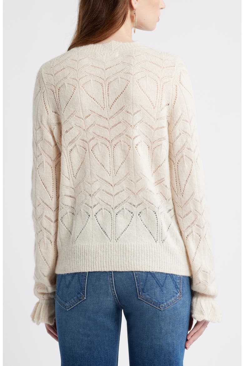 Pointelle Scallop Neck Sweater, Alternate, color, IVORY DOVE