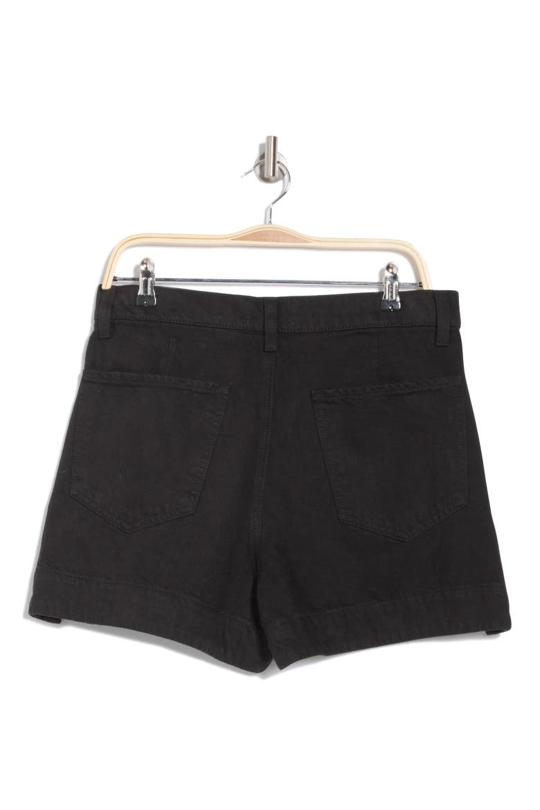 High Waist Step Hem Tailored Denim Shorts, Alternate, color, BLACK