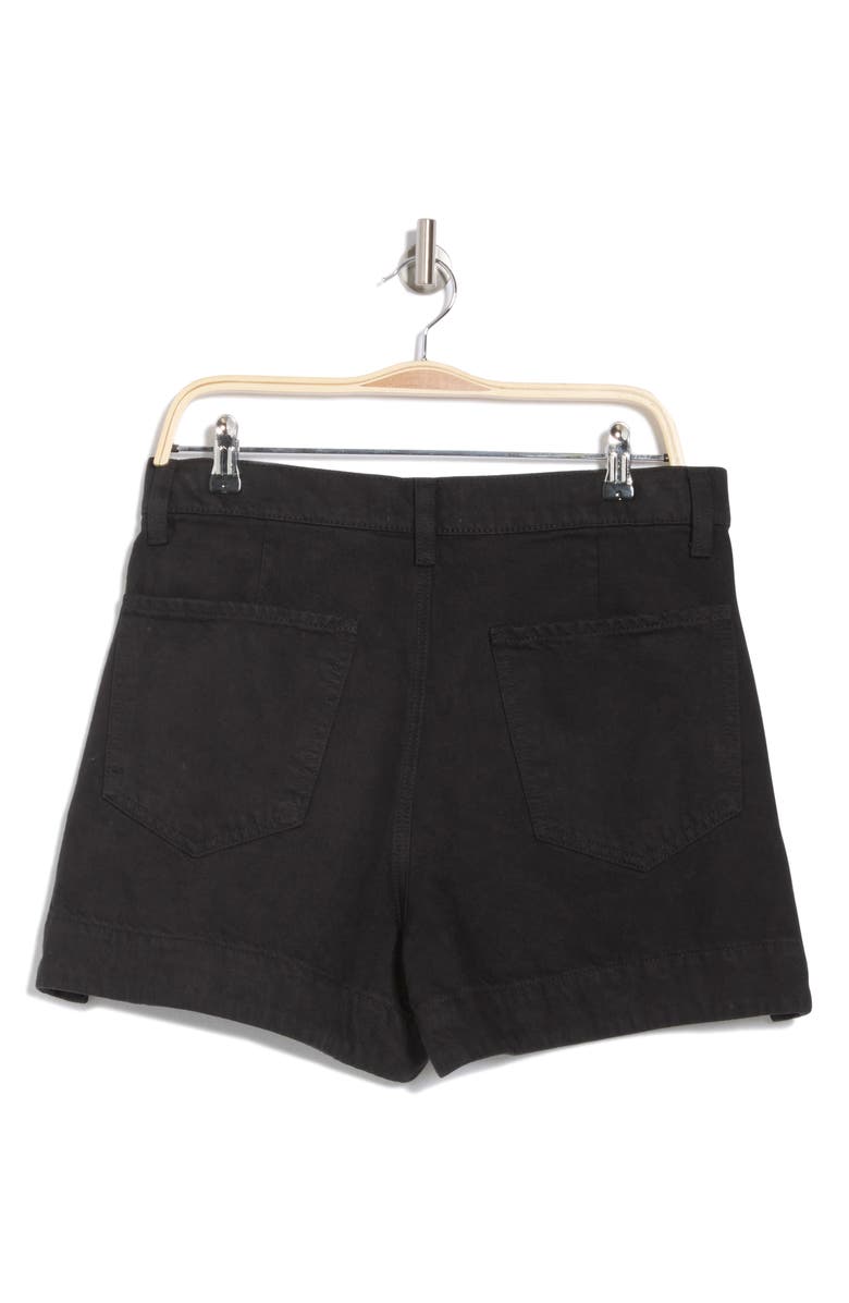 7 For All Mankind High Waist Step Hem Tailored Denim Shorts, Alternate, color, Black