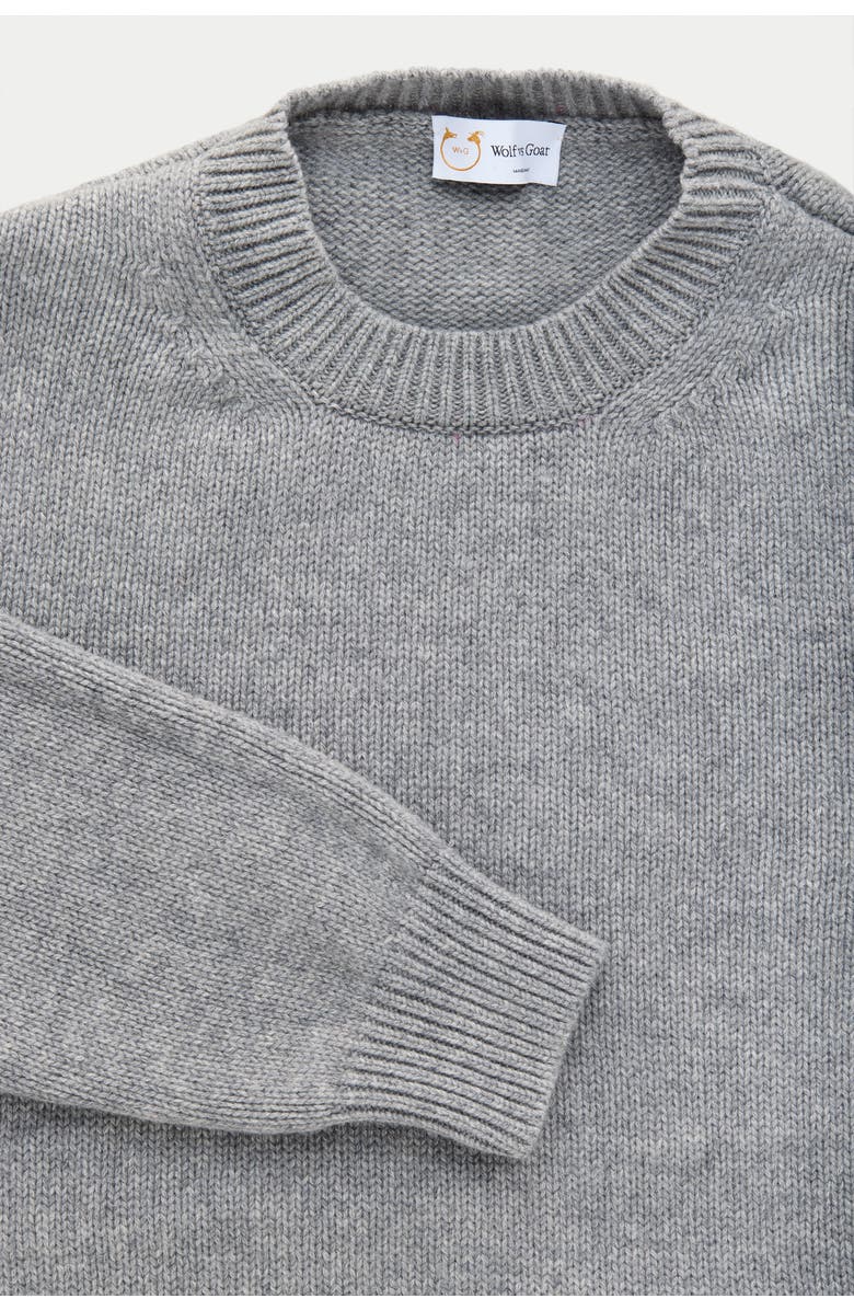 Wolf Vs. Goat (WvG) Cashmere Crewneck Sweater, Alternate, color, Grigio Medio
