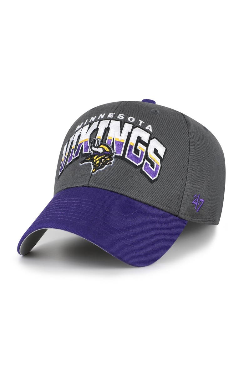 Men's '47 Charcoal Minnesota Vikings Split Block MVP Adjustable Hat, Main, color, Charcoal