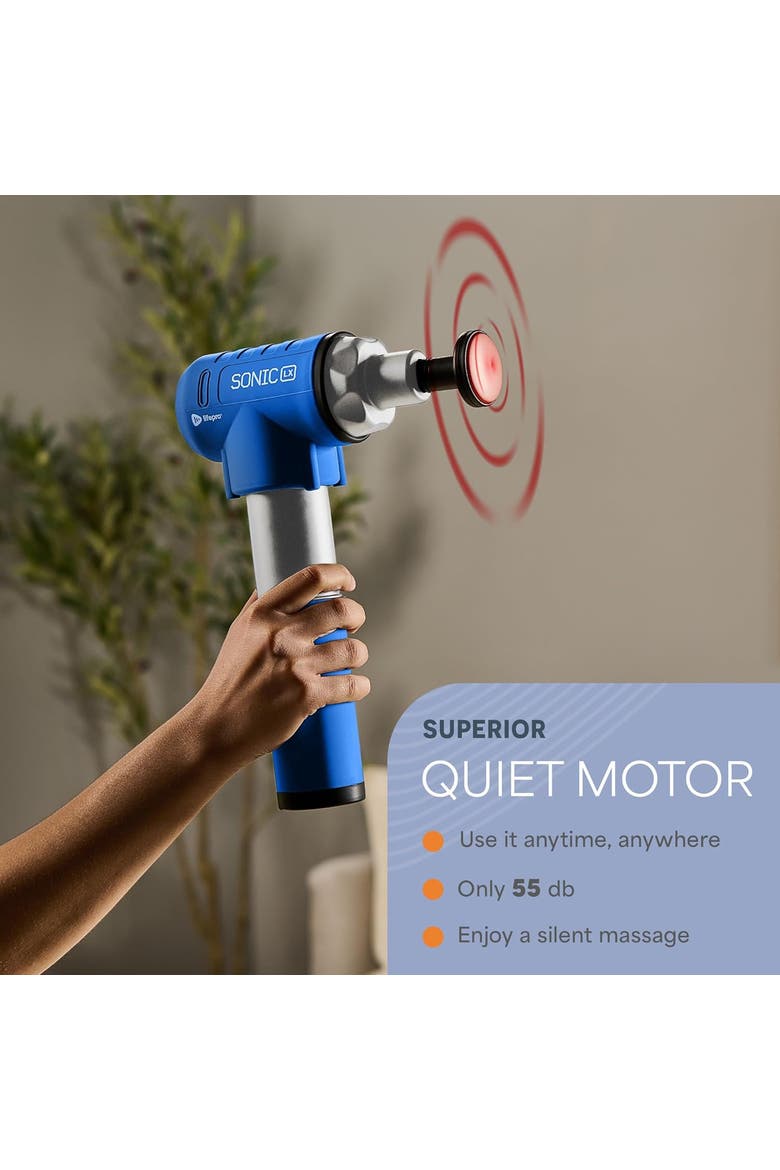 Sonic LX Heated Deep Tissue Massage Gun Portable Handheld Percussion Massager, Alternate, color, Blue