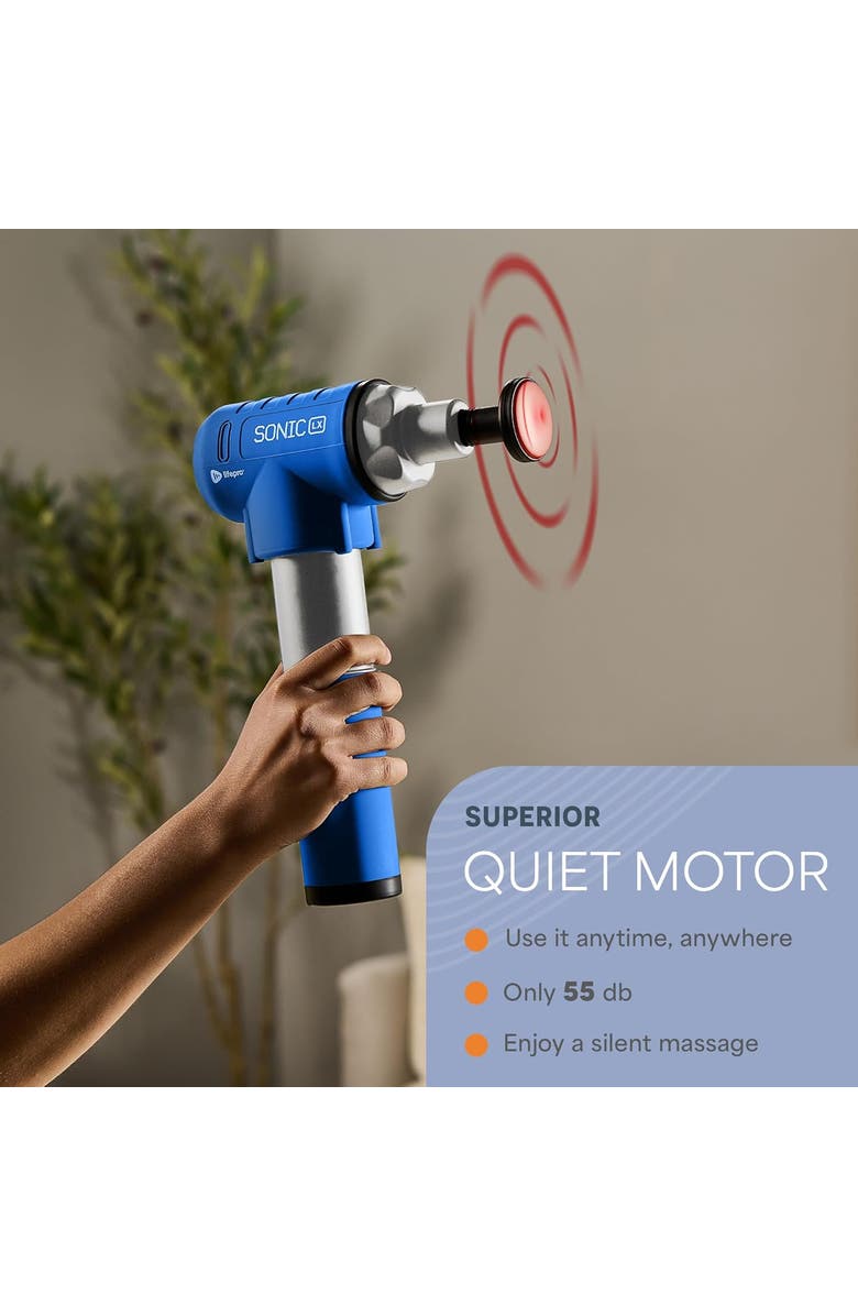 Lifepro Sonic LX Heated Deep Tissue Massage Gun Portable Handheld Percussion Massager, Alternate, color, Blue