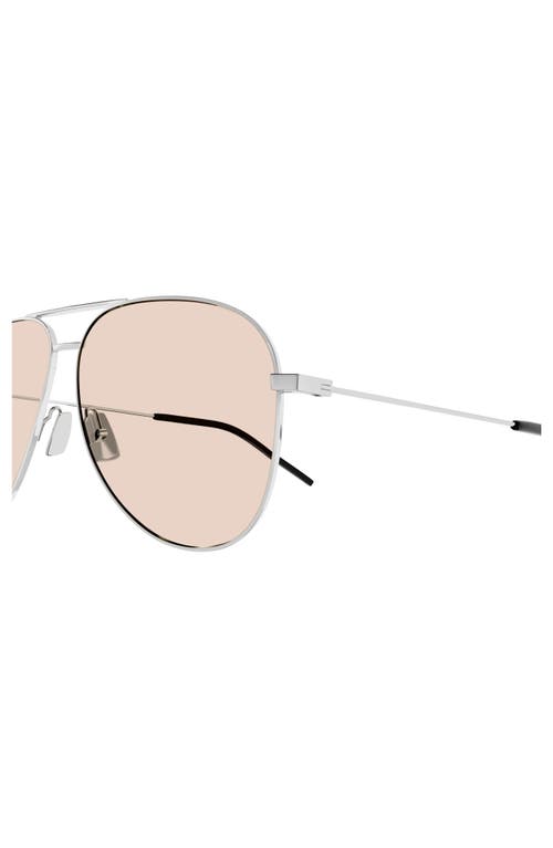Saint Laurent 59mm Pilot Sunglasses In Silver