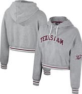 THE WILD COLLECTIVE Women's The Wild Collective Heather Gray Texas A&M Aggies Cropped Shimmer Pullover Hoodie