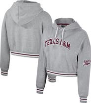 THE WILD COLLECTIVE Women's The Wild Collective Heather Gray Texas A&M Aggies Cropped Shimmer Pullover Hoodie