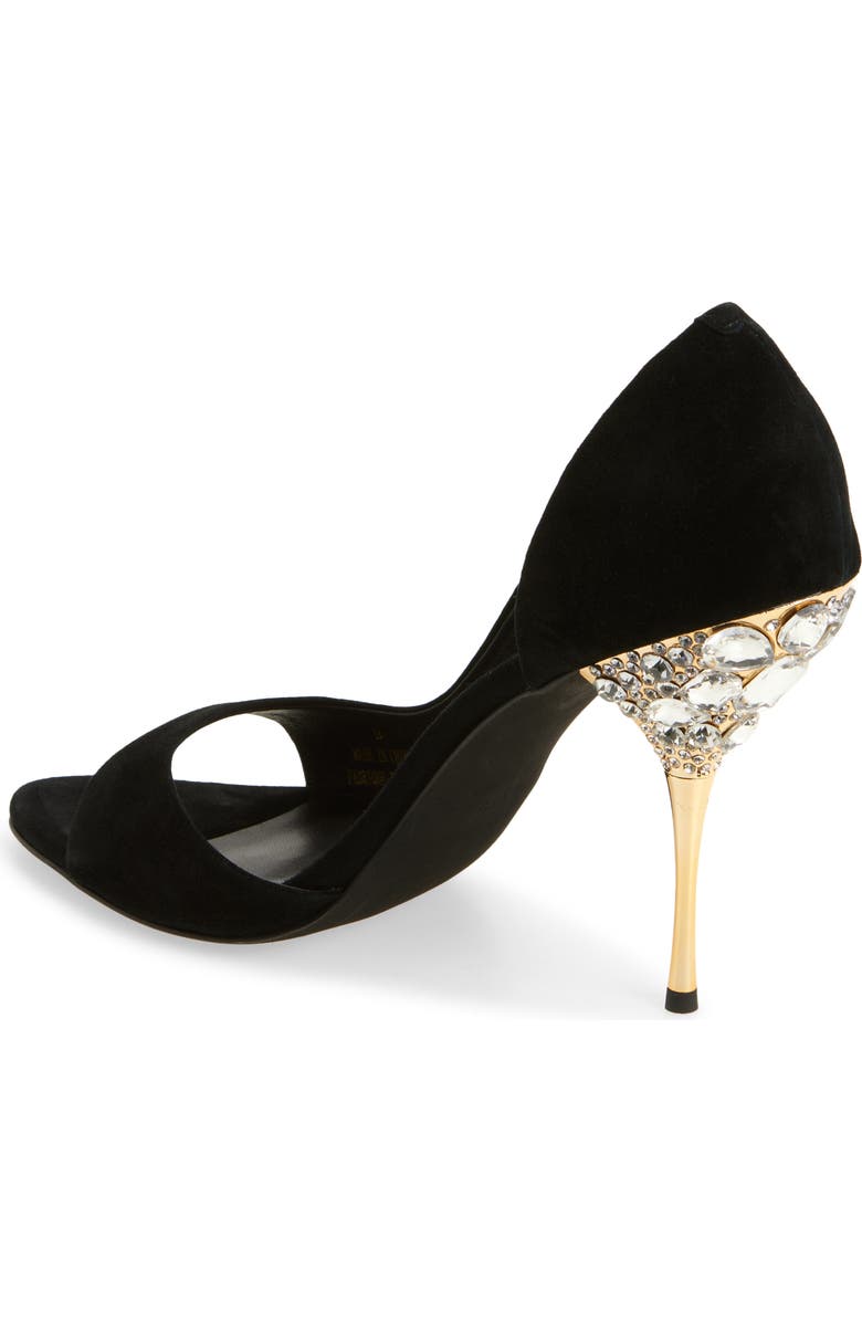 Jeffrey Campbell Alluria Crystal Heel Sandal, Alternate, color, Black Suede Combo
