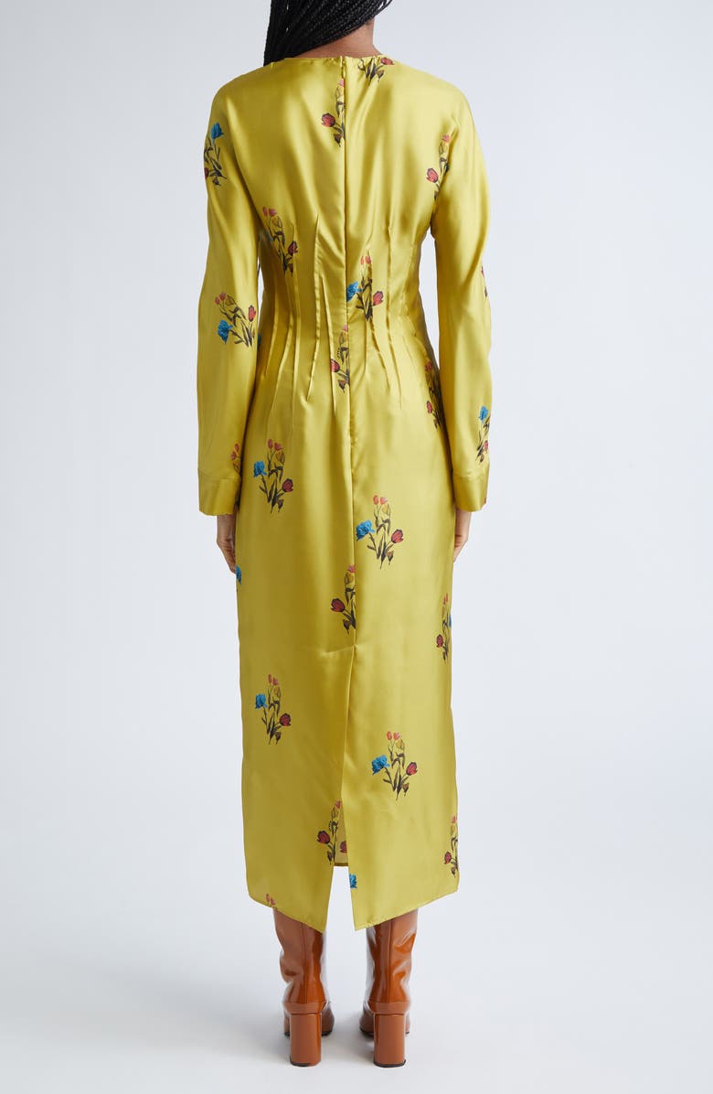 Marni Tulip Print Silk Twill Dress, Alternate, color, Citronelle