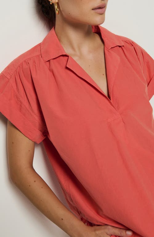 Nation Ltd Elliot Johnny Collar Top In Coral Kiss