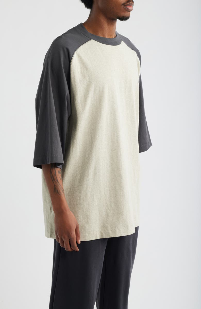 Fear of God Essentials Signature Cotton Baseball T-Shirt, Alternate, color, Heather Stone/ Iron Grey