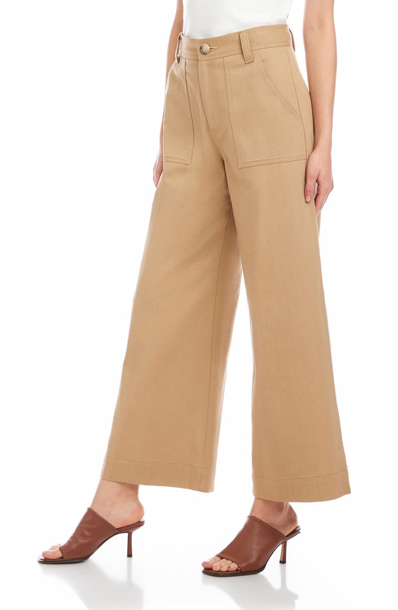 FIFTEEN TWENTY Ryder High Waist Stretch Cotton Flare Leg Pants, Alternate, color, Khaki