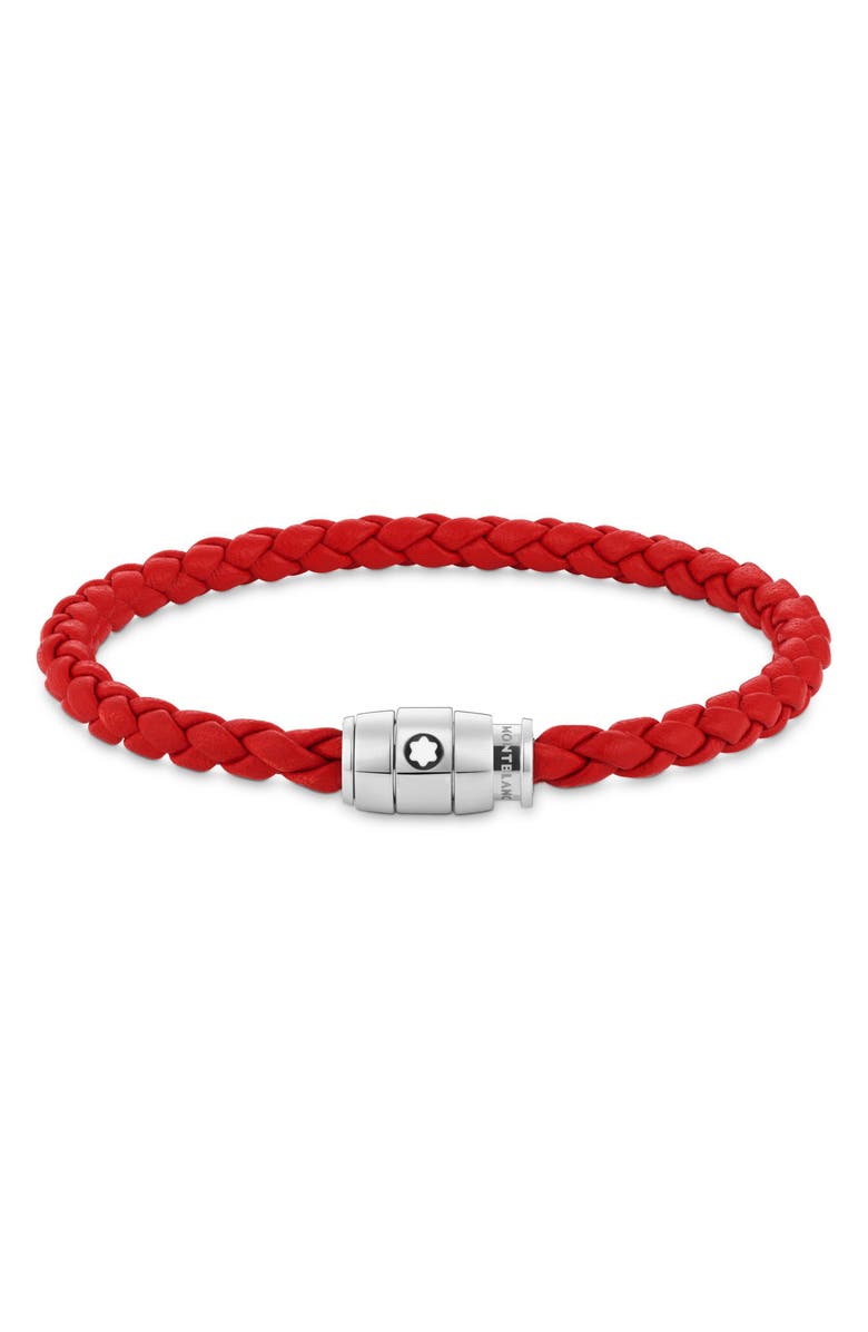 Montblanc Braided Leather Bracelet, Main, color, 