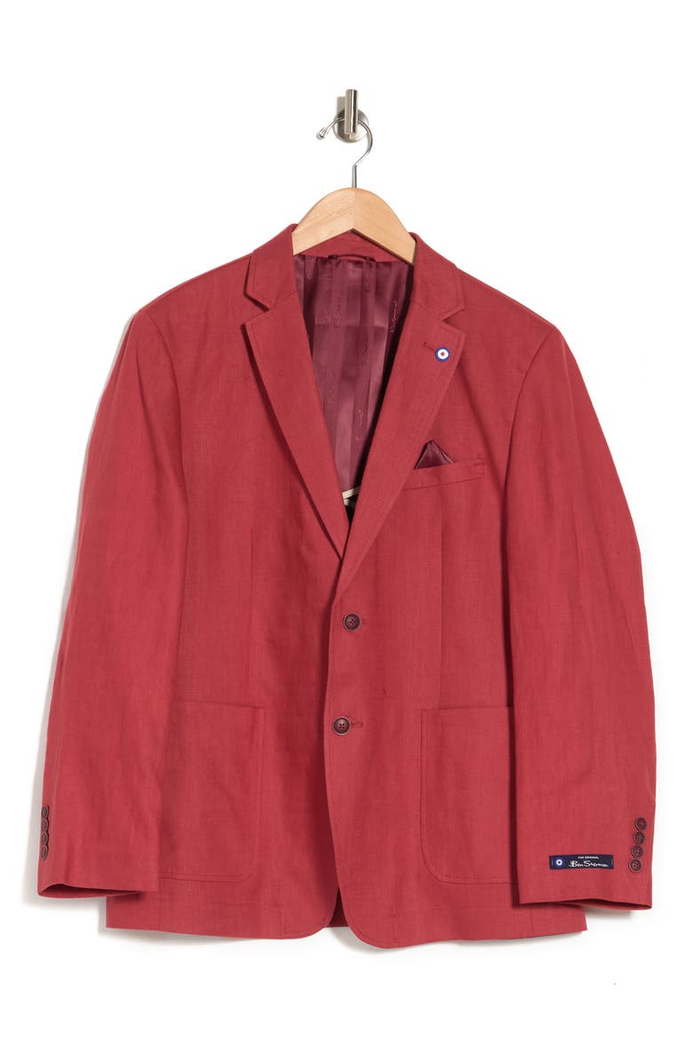 Linen Jacket, Main, color, RED