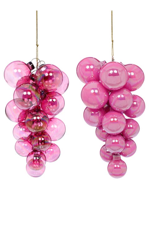 Pearl Grape Cluster Ornament, Set of 6
