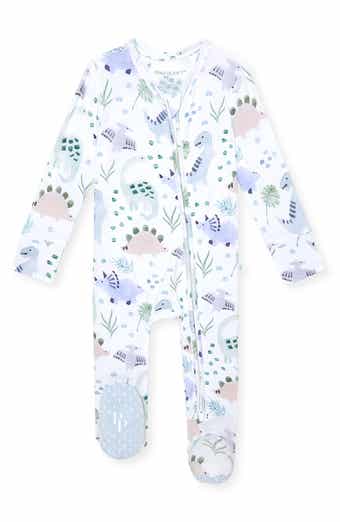 Dino Print Stretch Viscose Zipper Footie
