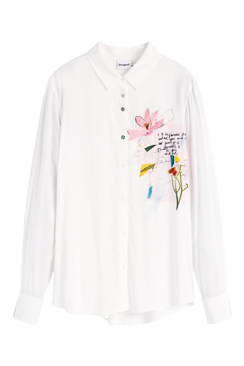 Screenprint Button-Up Shirt, Alternate, color, WHITE