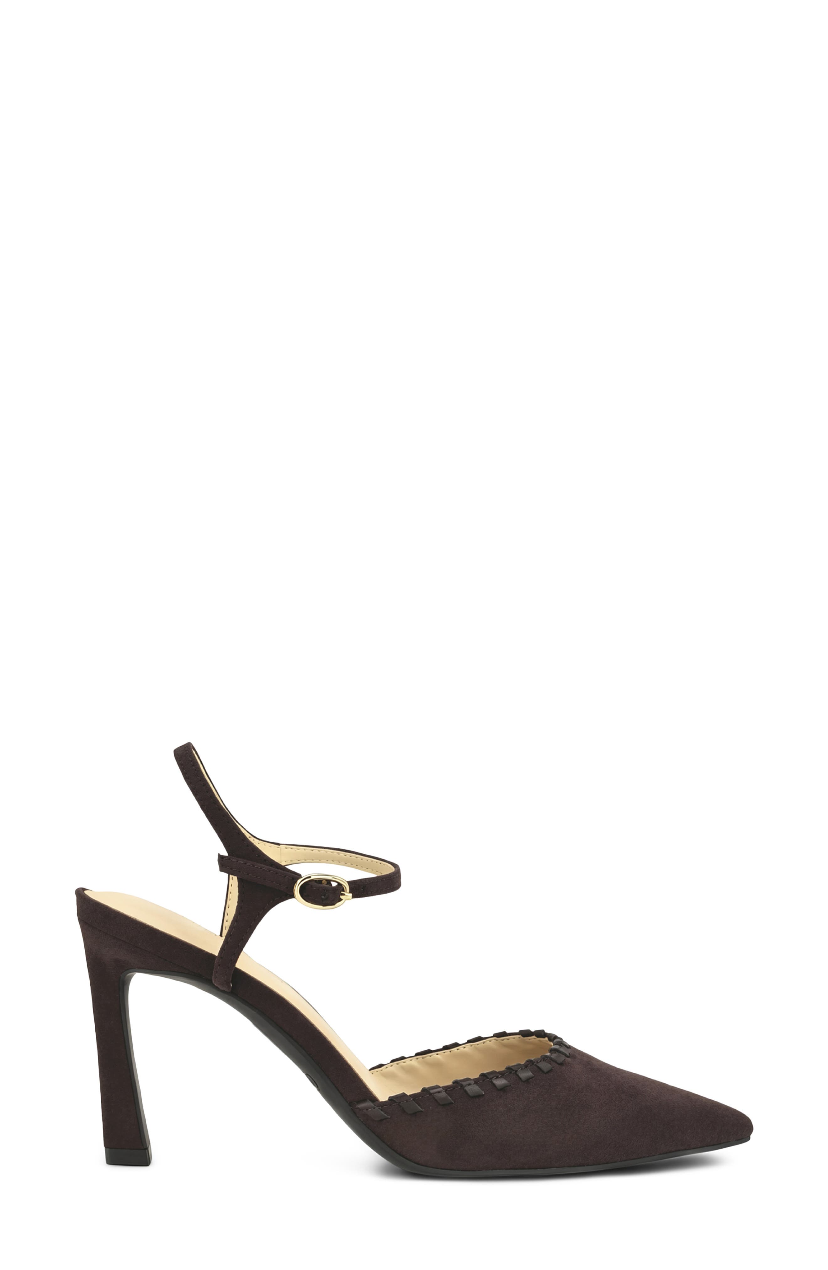 Dezo Faux Suede Pointed Toe Slingback Pump, Alternate, color, DARK BROWN