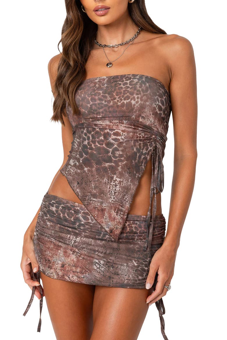 Leopard Print Strapless Mesh Top (Women) | Nordstrom