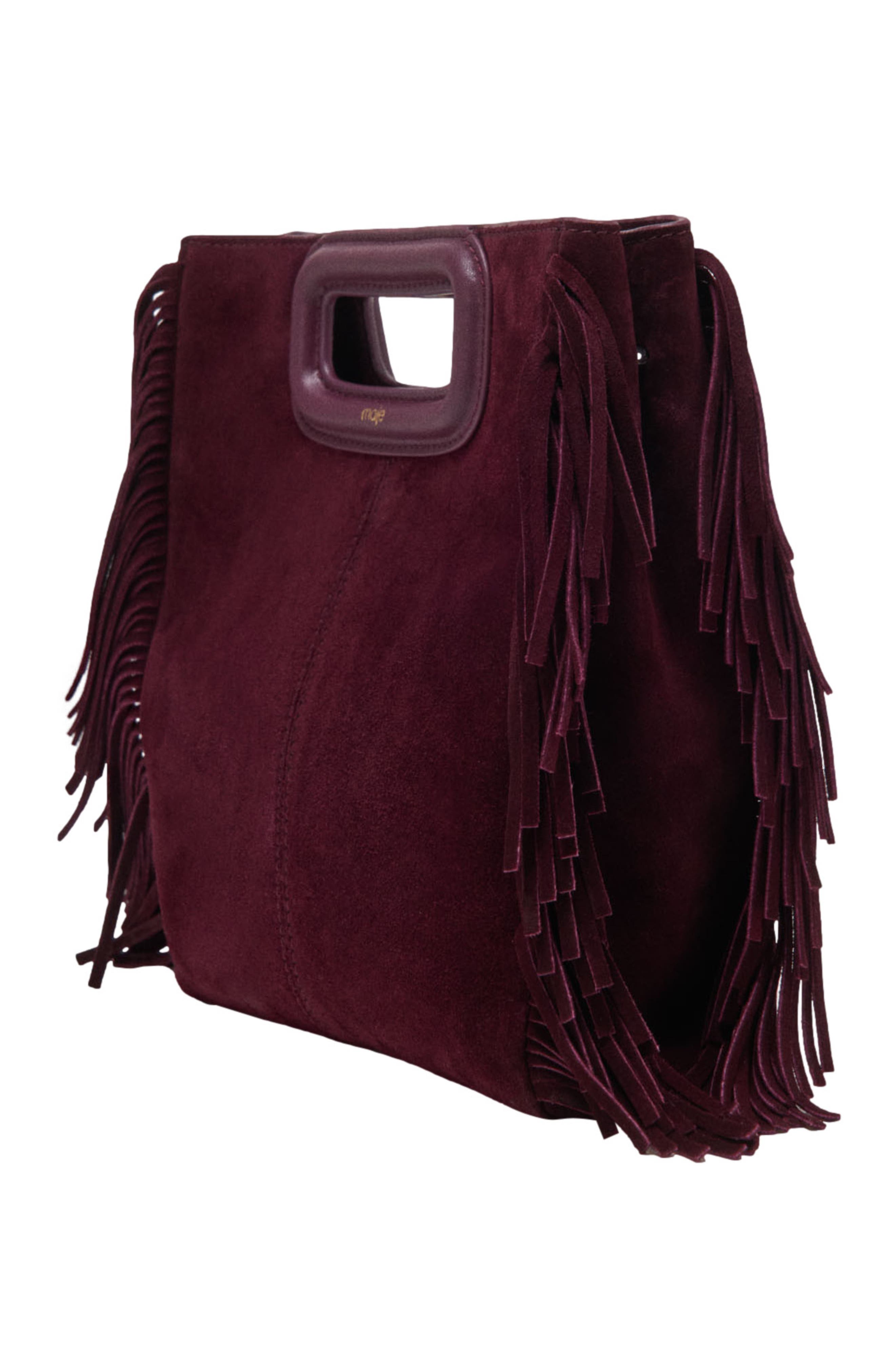 Suede M bag, Alternate, color, Eggplant