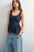 Topshop Denim Peplum Tank