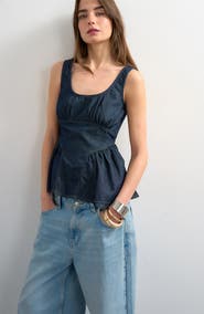 Topshop Denim Peplum Tank