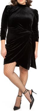 ELOQUII Velvet Mini Dress With Wrap Skirt