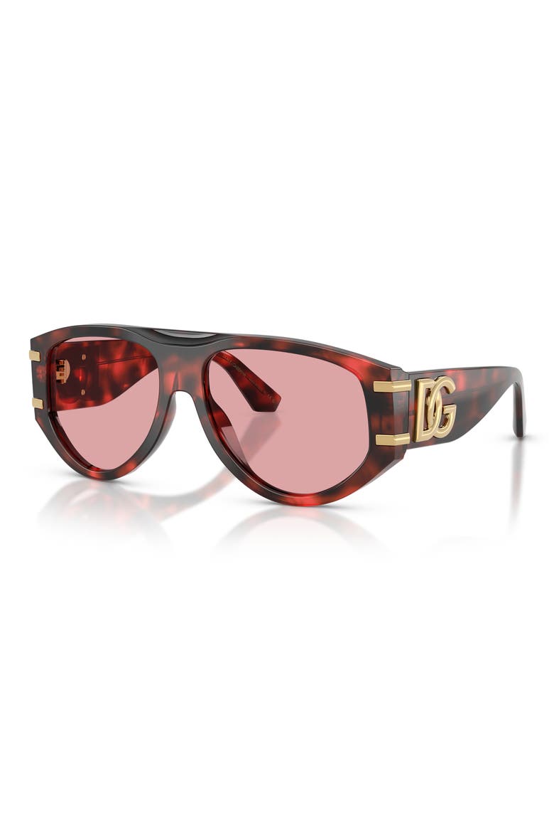 57mm Pilot Sunglasses, Alternate, color, RED HAVANA / LIGHT VIOLET