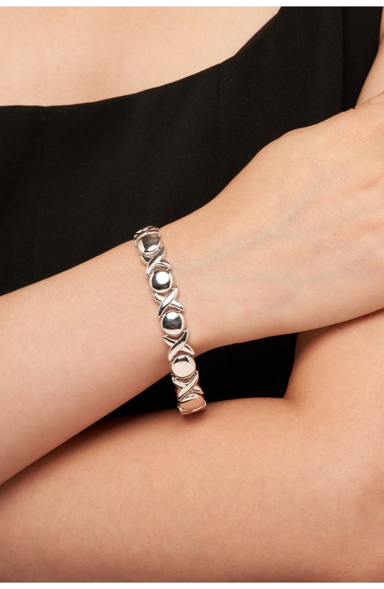 Oradina Sterling Silver Hugs and Kisses Bracelet, Alternate, color, Sterling Silver