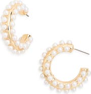 NORDSTROM RACK Faux Pearl Hoop Earrings