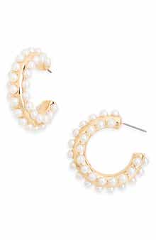 NORDSTROM RACK Faux Pearl Hoop Earrings