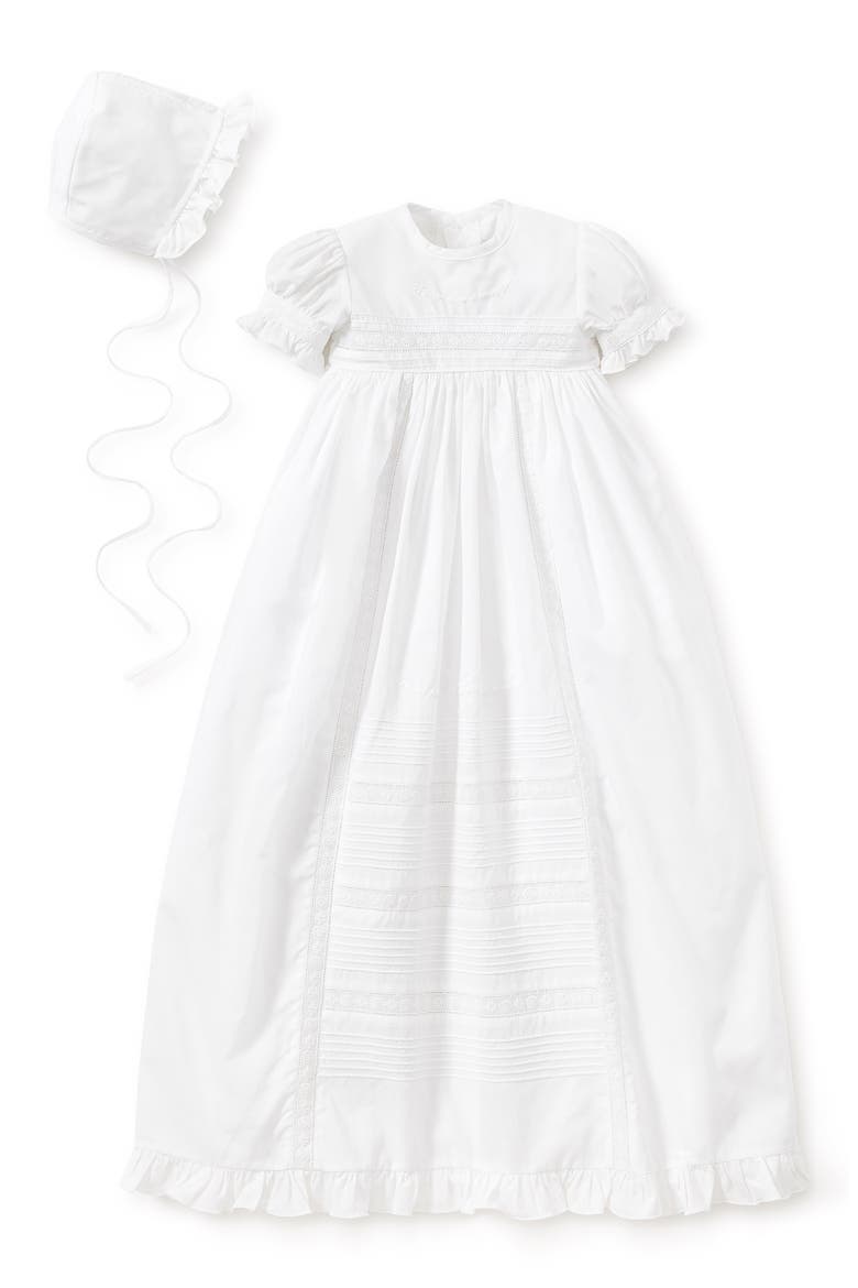 Nicole Christening Gown & Bonnet Set, Main, color, WHITE