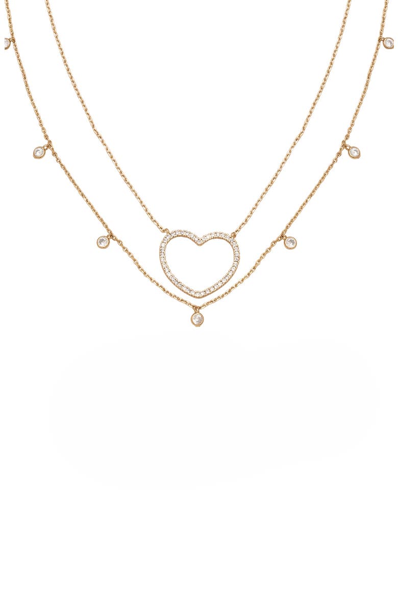 Dainty Heart Set of 2 Pendant Necklaces, Alternate, color, GOLD