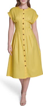 Calvin Klein Pintuck Fit and Flare Shirtdress