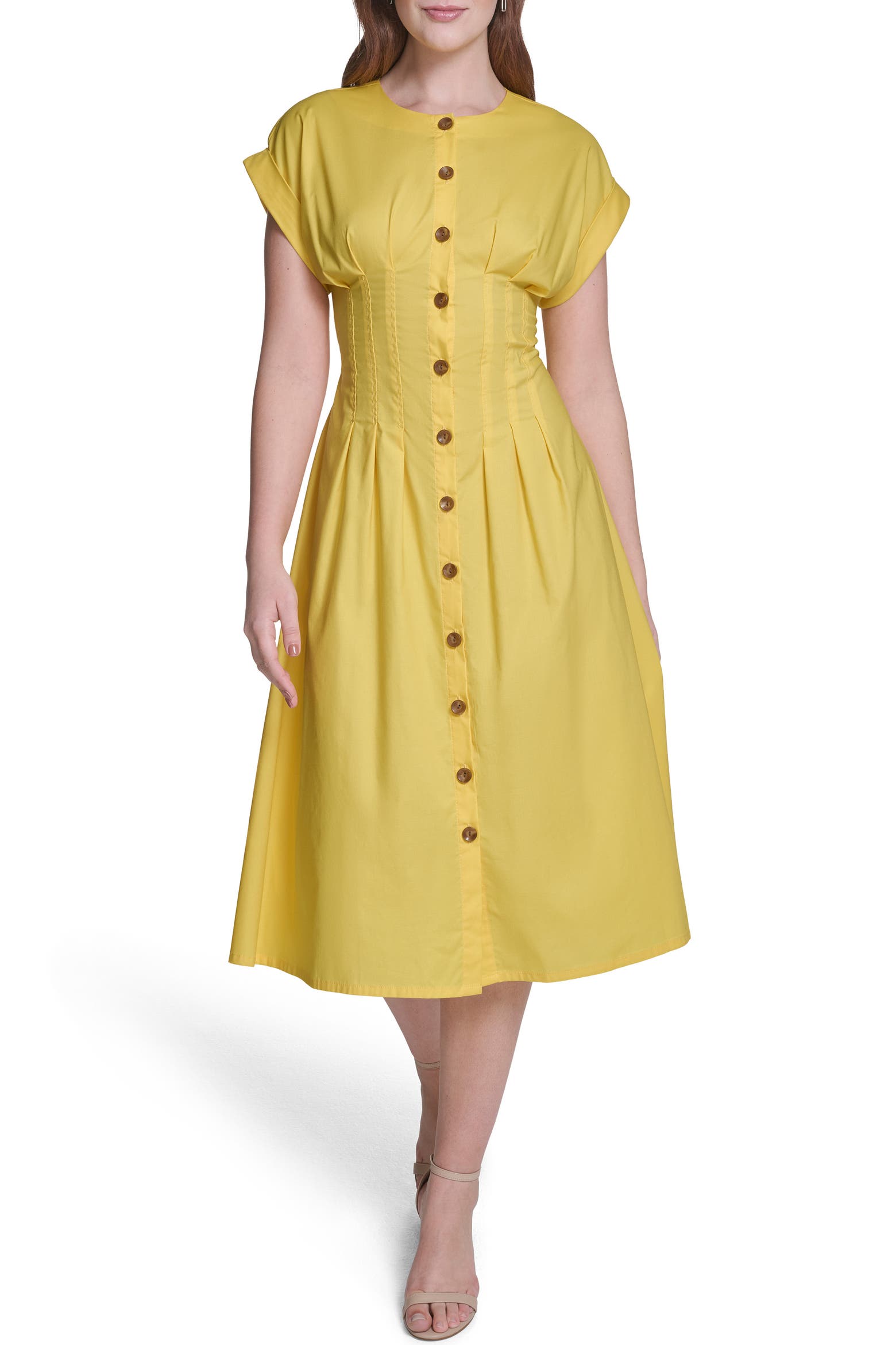 Calvin Klein Women's Pintuck Fit and Flare Shirtdress (Daffodil) only .98: eDeal Info