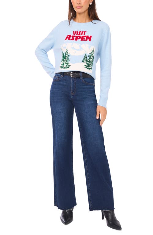 Vince Camuto Aspen Graphic Crewneck Sweater In Blue