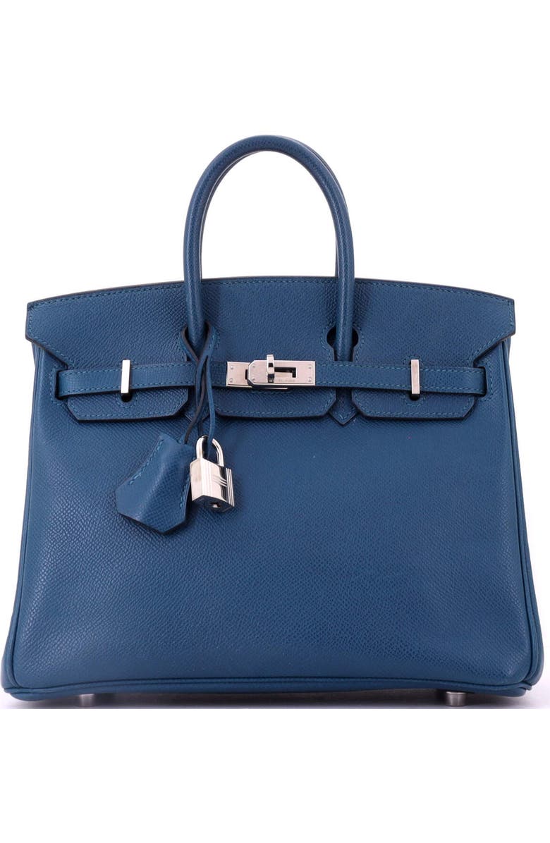 Pre-Owned Hermes Birkin Handbag Blue Epsom with Palladium Hardware 25, Main, color, Colvert