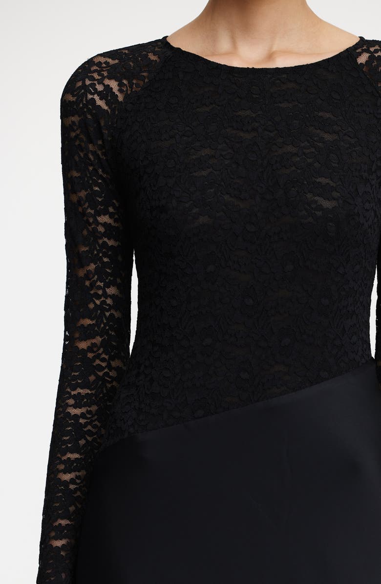 Significant Other Sofiya Long Sleeve Stretch Lace & Satin gown, Alternate, color, Black