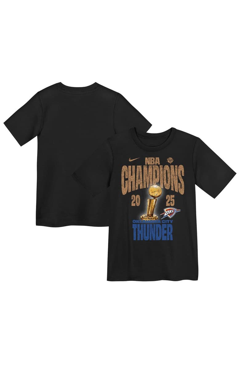 Nike Preschool Nike  Black Oklahoma City Thunder 2025 NBA Finals Champions Locker Room Confetti T-Shirt, Main, color, Black
