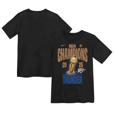 Preschool Nike  Black Oklahoma City Thunder 2025 NBA Finals Champions Locker Room Confetti T-Shirt
