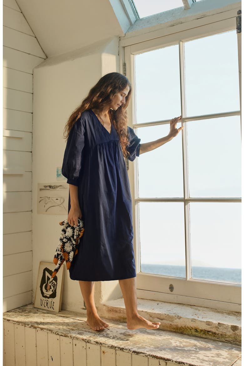 Earth Organic Cotton Caftan, Alternate, color, MARITIME