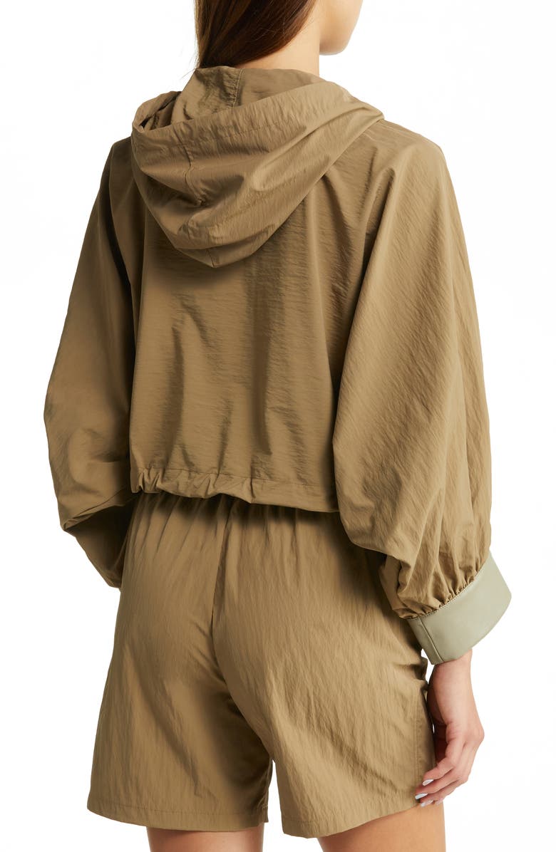 AERON Robine Leather Trim Blouson Sleeve Hooded Jacket, Alternate, color, 