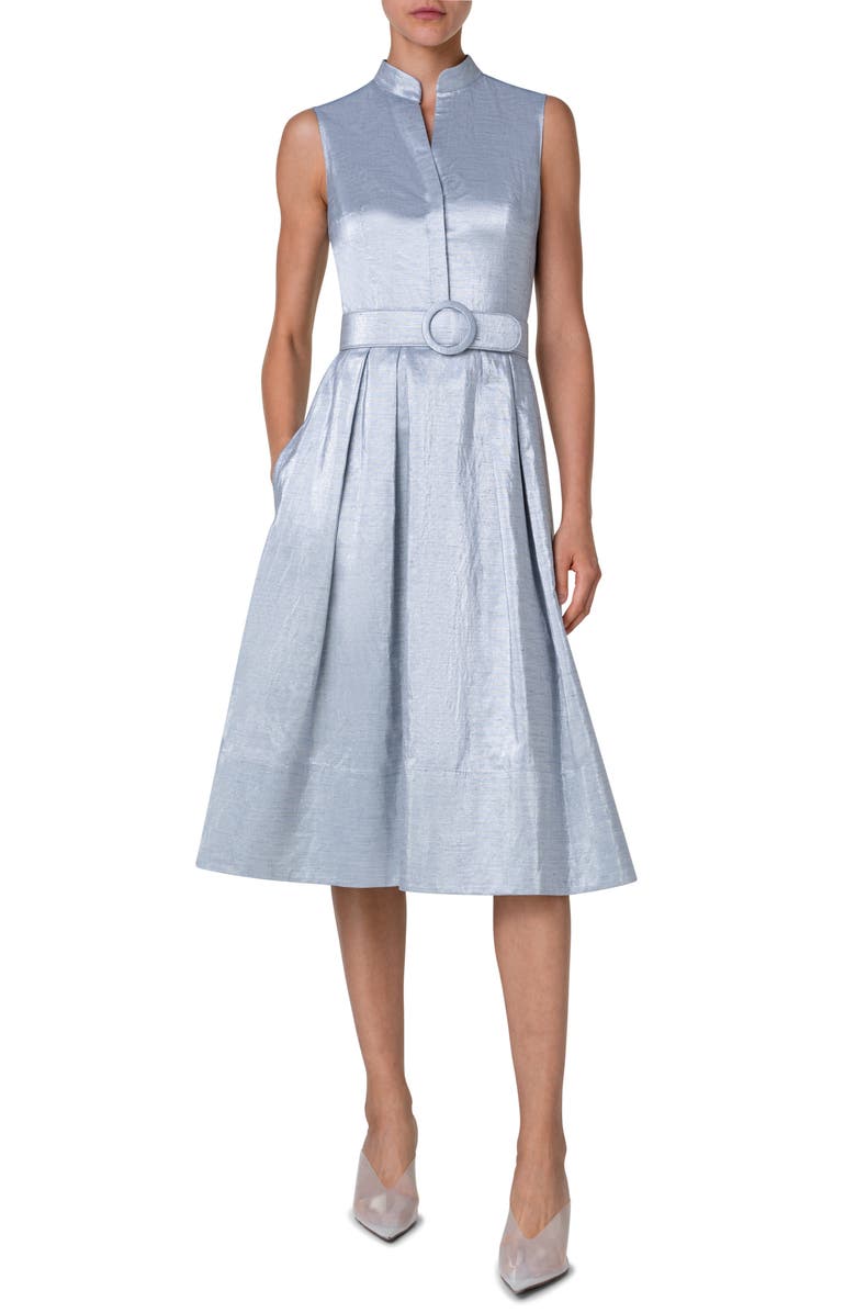 Akris punto Metallic Cotton & Linen Blend Dress, Main, color, 