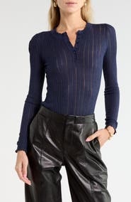Ulla Johnson Delia Long Sleeve Pointelle Henley