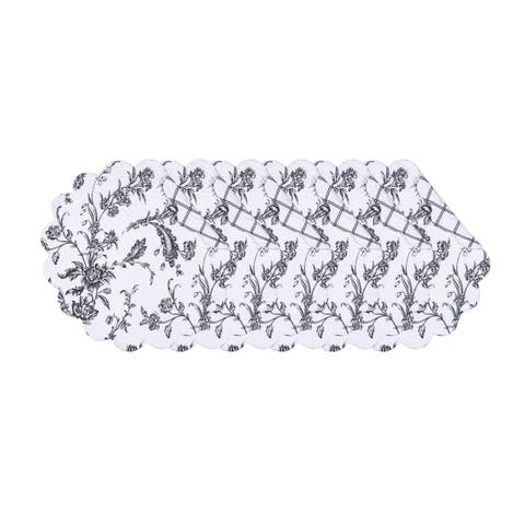 Bleighton Black Round Cotton Placemat Machine Washable Set of 6