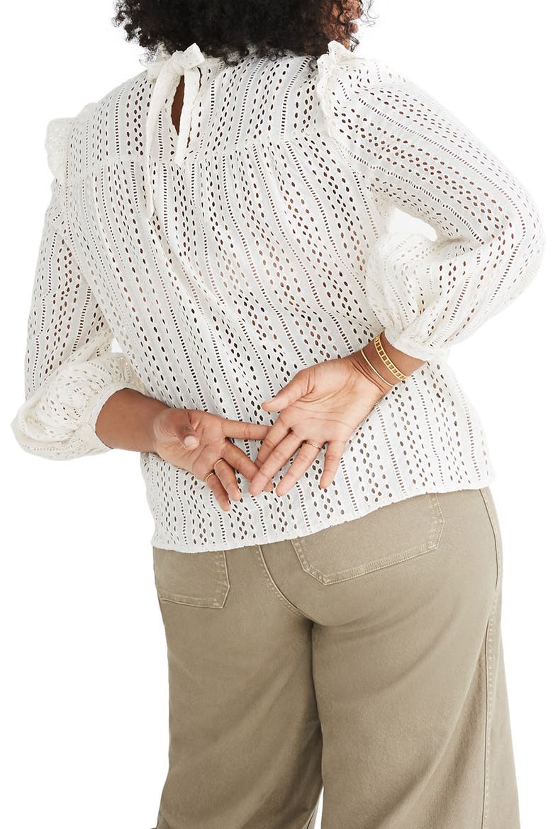 Eyelet Ruffle Mock Neck Top, Alternate, color, CLOUD LINING