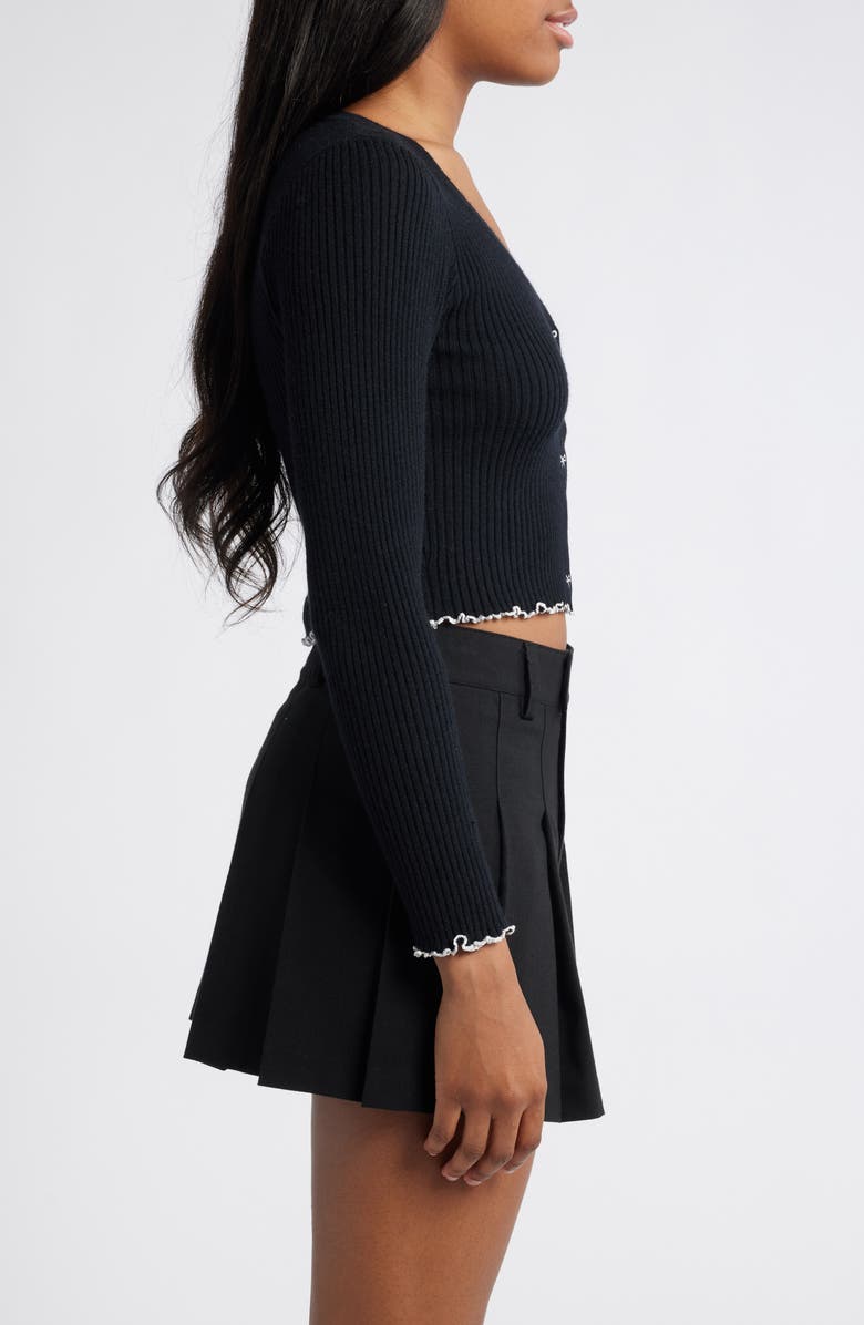 All in Favor Embroidered Bow Rib Crop Cardigan, Alternate, color, 