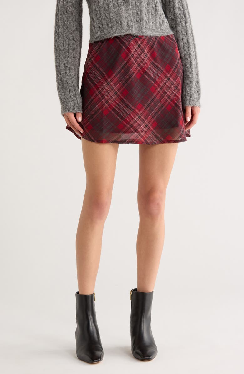 All in Favor Plaid Miniskirt, Main, color, Red Plaid